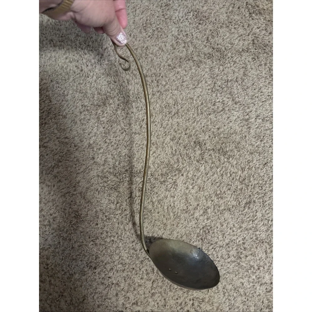 Vintage Copper Ladle Water Dipper Antique Hammered 14